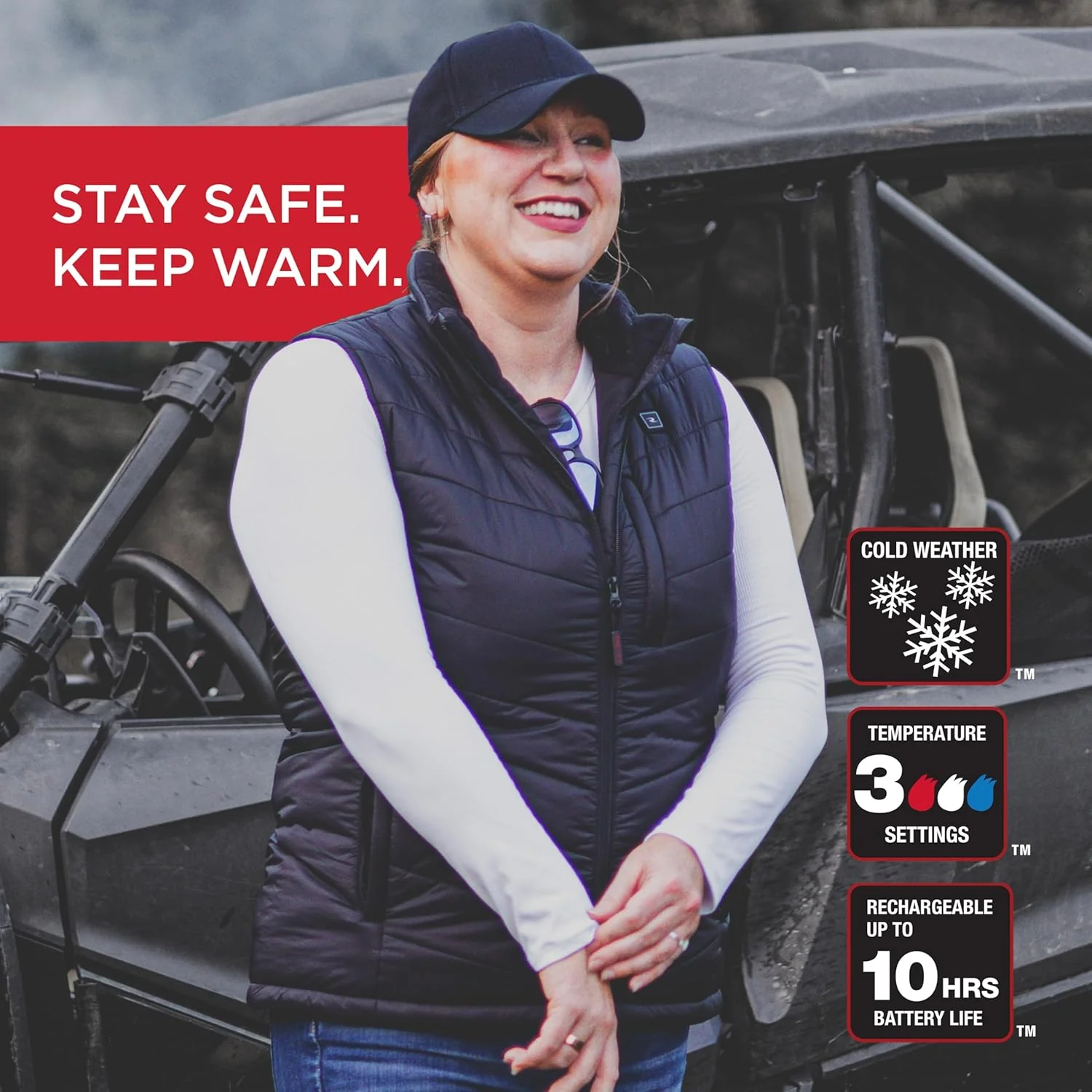 Radians (RHG-V201B-L) Women's Heated Puffer Vest Kit with Battery, Black, Large - Image 3