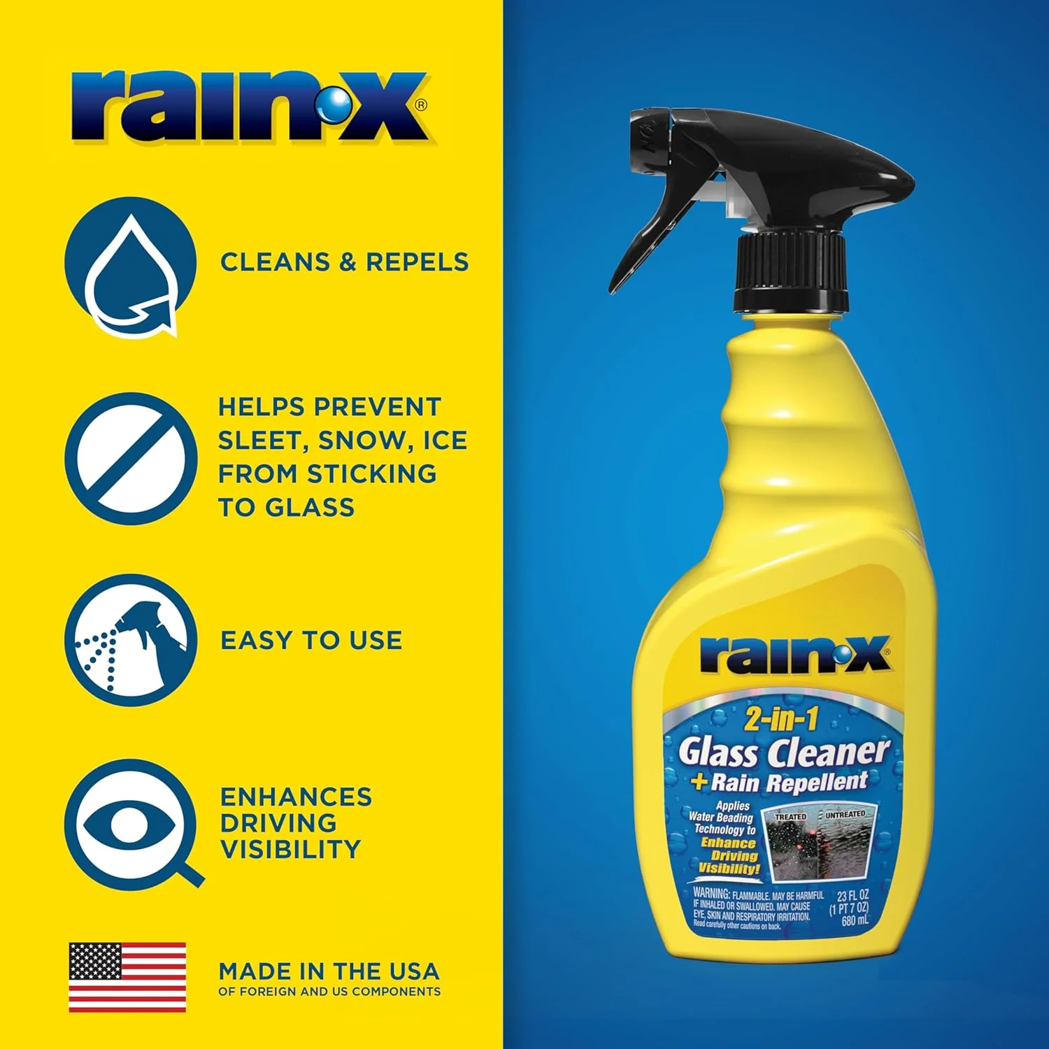 Rain-X 5071268 2-in-1 Glass Cleaner and Rain Repellant, 23 oz. (Pack of 1) - Image 4