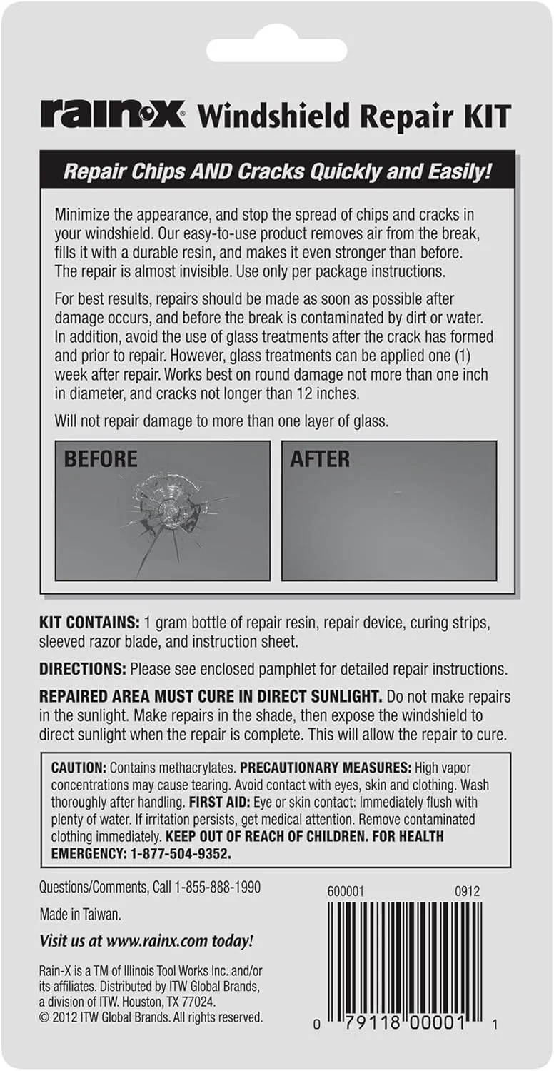 Rain-X 600001 Windshield Repair Kit, Quick and Easy Durable Resin Based Windshield Repair Kit for Chips and Cracks - Image 2