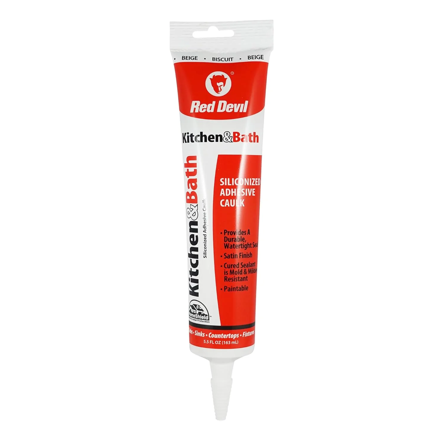 Red Devil 040520 Duraguard Kitchen & Bath Siliconized Acrylic Caulk, 5.5 oz. Squeeze Tube (Pack of 12) - Image 2