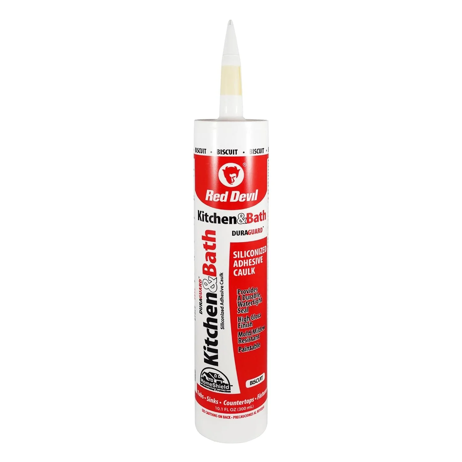 Red Devil 040620 Duraguard Kitchen & Bath Siliconized Acrylic Caulk, 10.1 oz, Biscuit (Pack of 1) - Image 2