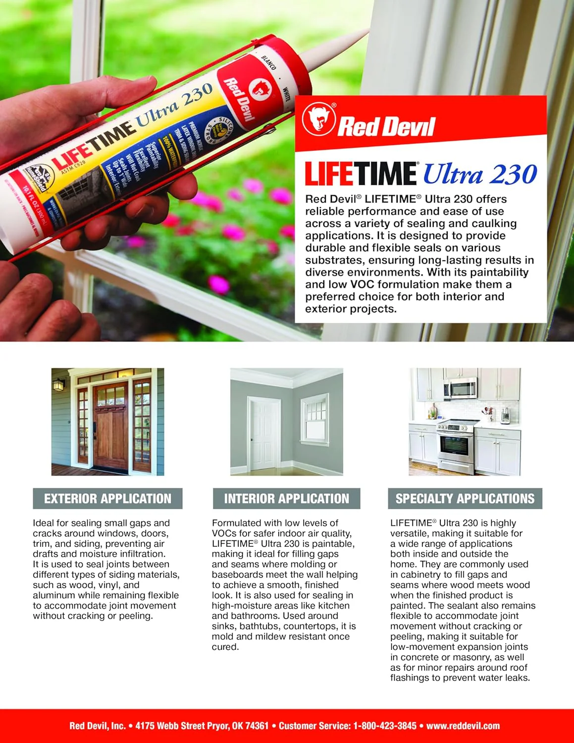 Red Devil 077060 Lifetime Ultra Premium Elastomeric Acrylic Latex Sealant, 10.1 oz., Black (Pack of 1) - Image 3