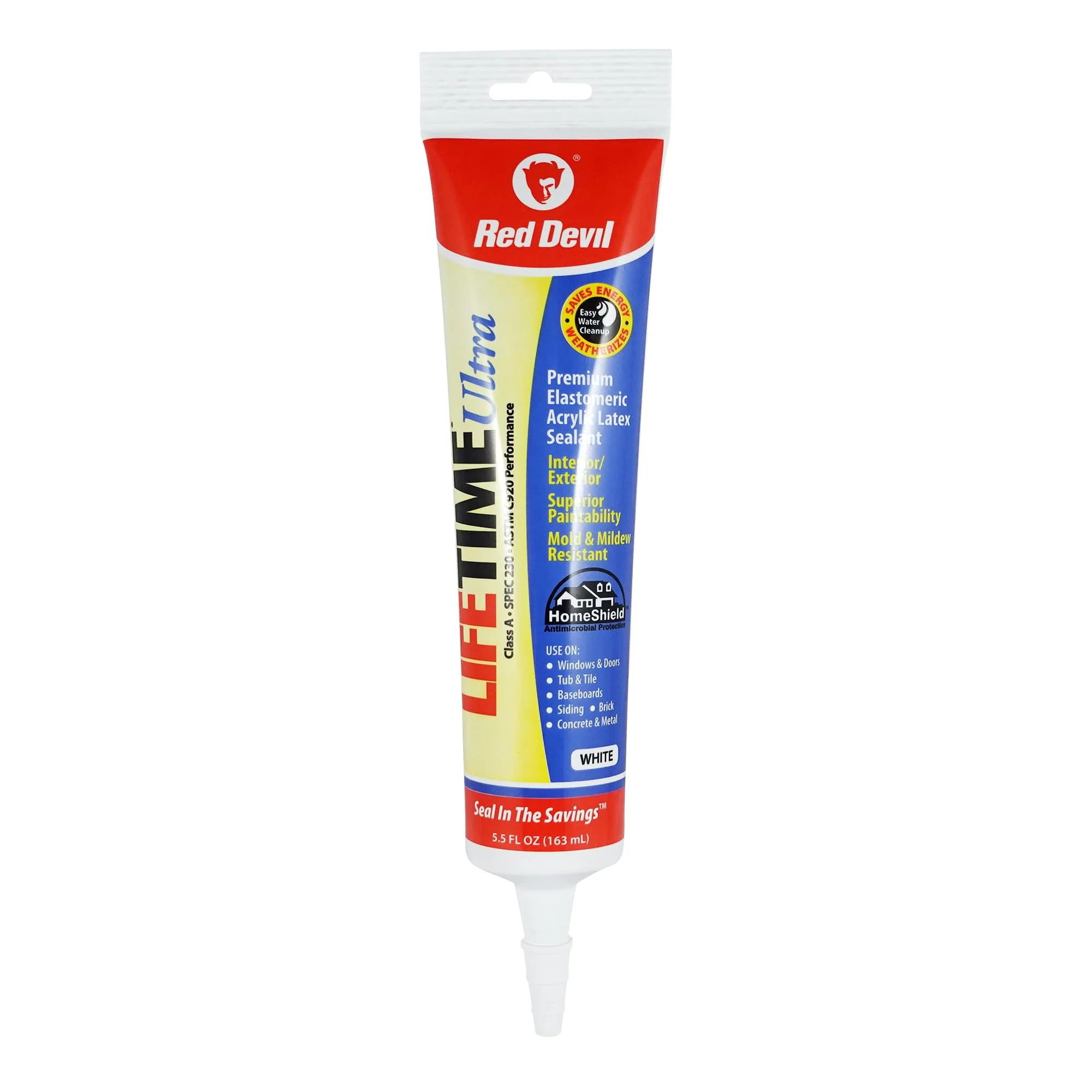 Red Devil 0775 Lifetime Ultra Premium Elastomeric Acrylic Latex Sealant, White, 5.5 oz (Pack of 12)