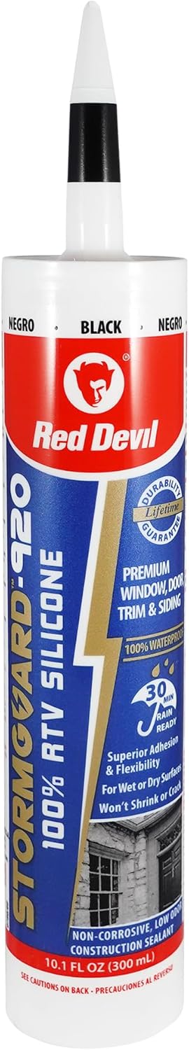 Red Devil 078060 StormGuard 920 100% RTV Silicone Window and Door Sealant, 10.1 oz. Tube, Black (Pack of 12) - Image 2