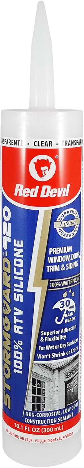 Red Devil 0787 StormGuard-920 100% RTV Silicone Window and Door Sealant, Clear, 10.1 oz. (Pack of 1) - Image 2
