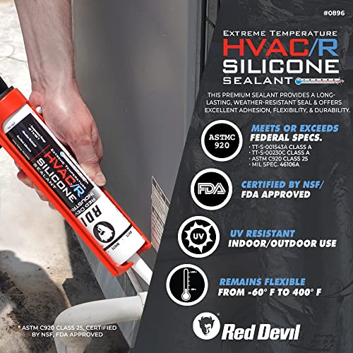Red Devil 089650 Extreme Temperature HVAC/R Silicone Sealant, Long-Lasting Weather-Resistant Adhesive, 280 ml, Aluminum, 12-Pack - Image 5