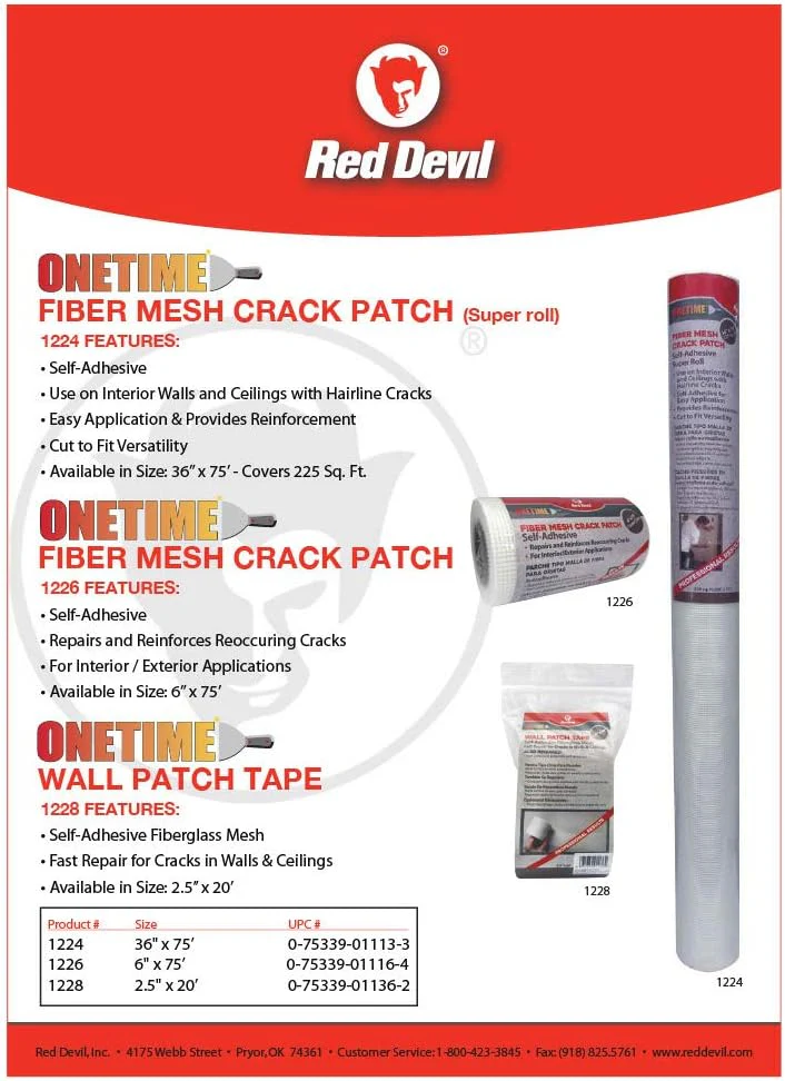Red Devil 1226 Onetime Fiber Mesh Crack Patch 6" x 75' Wall Repair Fabric, White (Pack of 1) - Image 3
