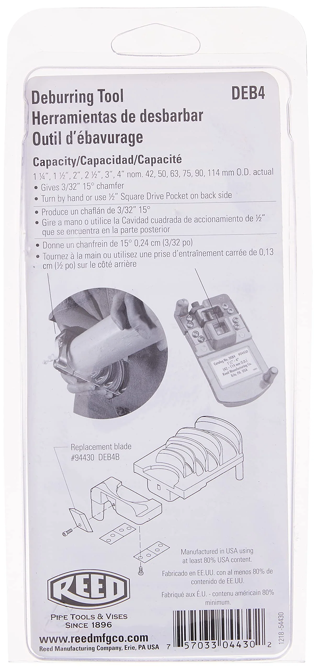Reed Tool Deburring Tool for Plastic, 1-1/4 to 4-Inch - Image 5
