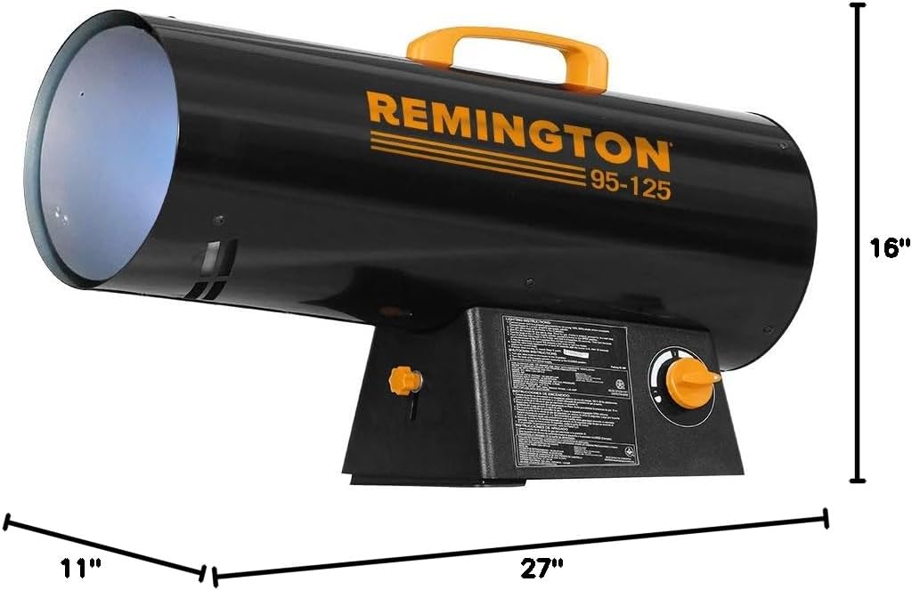 Remington REM-125V-GFA-O 125,000 BTU LP Propane Forced Air Heater, For Warehouses, Construction Sites, and Workshops - Image 7