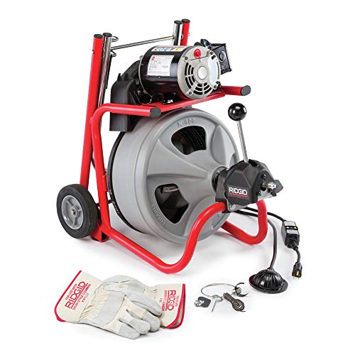 RIDGID 26998 Model K-400 Drain Cleaning 120-Volt Drum Machine Kit with C-45IW 1/2" x 75' Cable, White, Black, Red