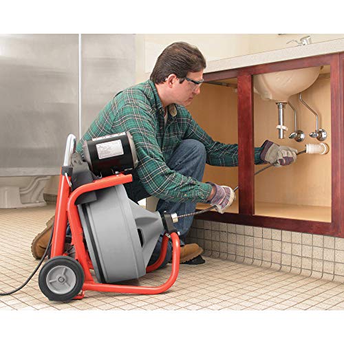 RIDGID 26998 Model K-400 Drain Cleaning 120-Volt Drum Machine Kit with C-45IW 1/2" x 75' Cable, White, Black, Red - Image 8