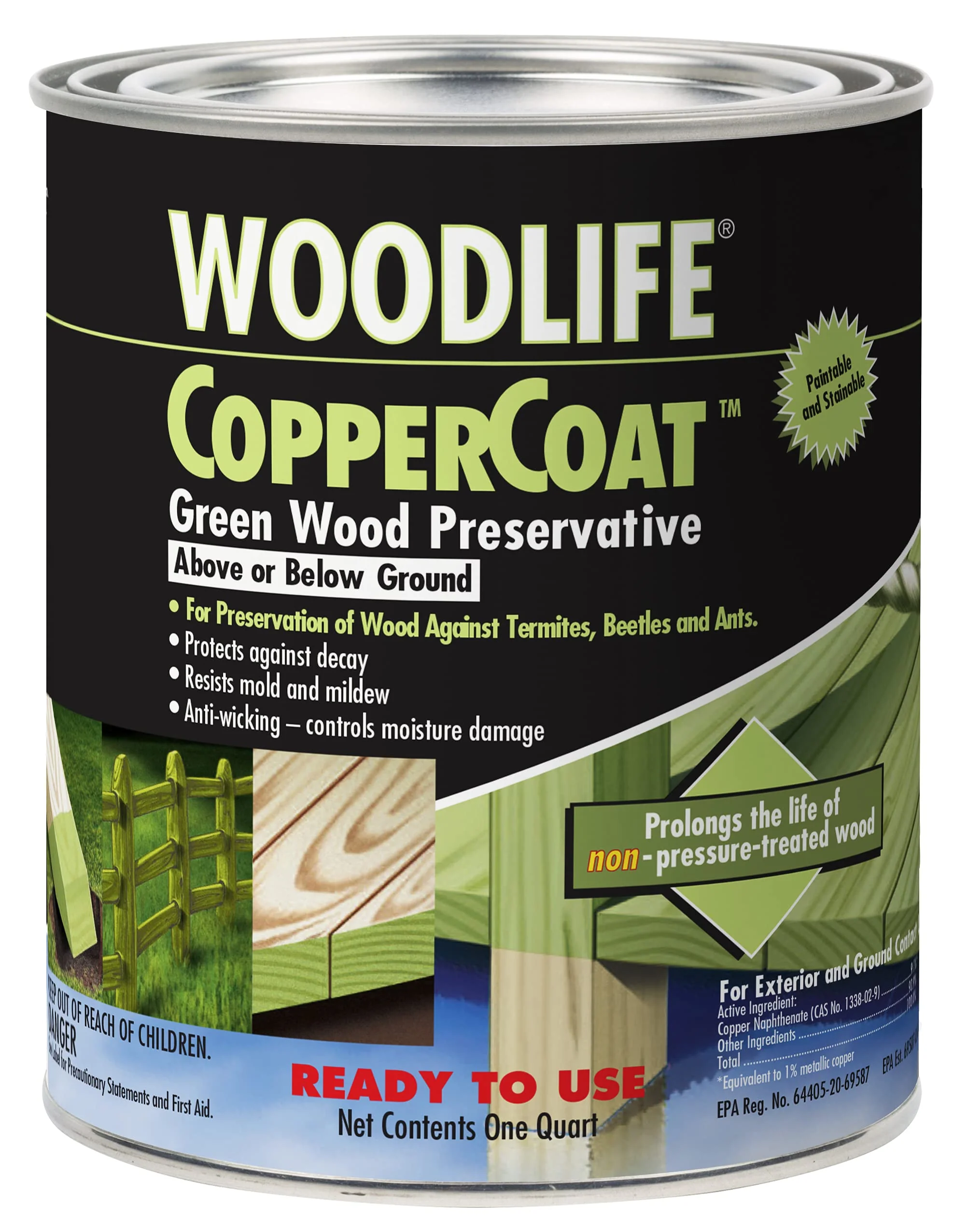 Rust-Oleum 1904A Wolman Woodlife CopperCoat Green Wood Preservative-Below Ground, Quart Quart (Pack of 1)
