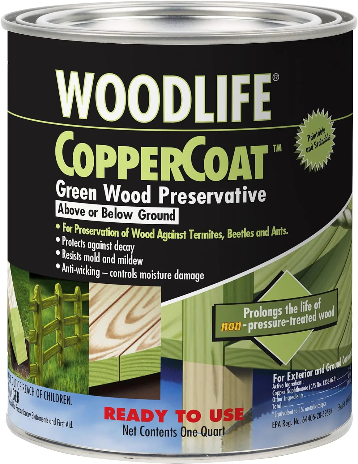 Rust-Oleum 1904A Wolman Woodlife CopperCoat Green Wood Preservative-Below Ground, Quart Quart (Pack of 1) - Image 2