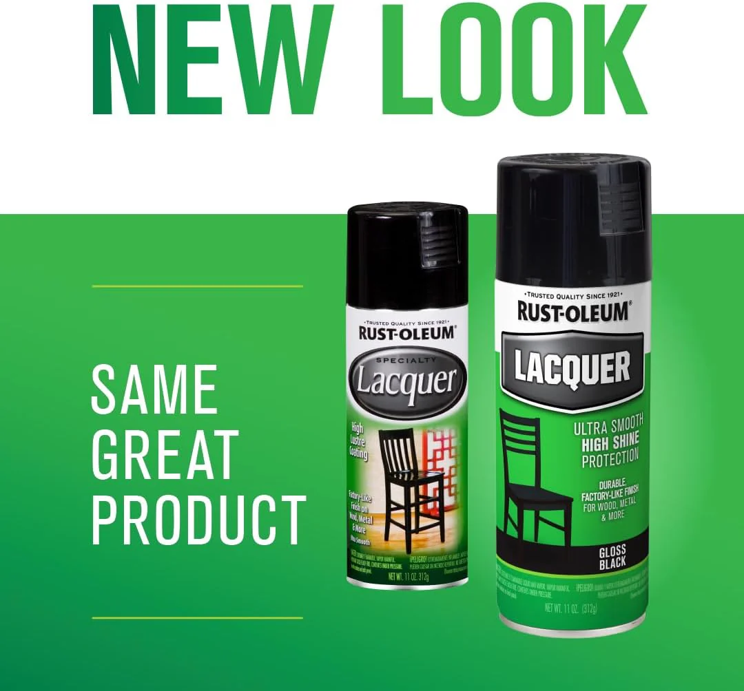 Rust-Oleum 6PK Lacquer Spray Paint, 11 oz, Gloss Black, 6 Pack - Image 2