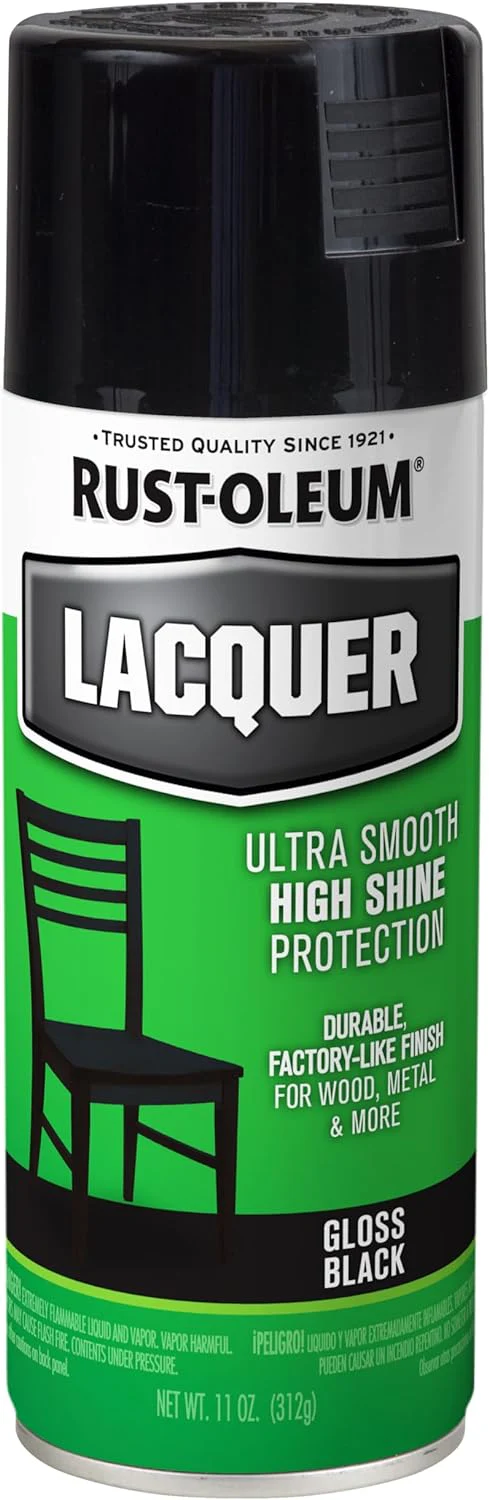 Rust-Oleum 6PK Lacquer Spray Paint, 11 oz, Gloss Black, 6 Pack - Image 5