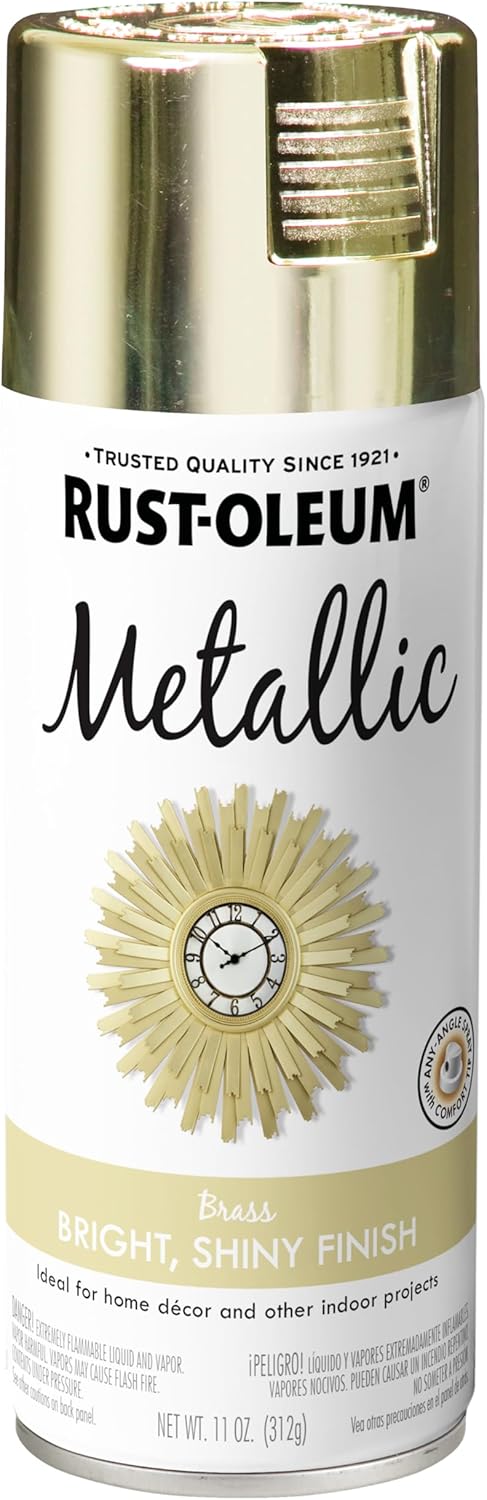 Rust-Oleum 1936830 Specialty Metallic Leafing Spray Paint Topcoat, Brass, 11 Oz Aerosol Can (Pack of 1) - Image 2