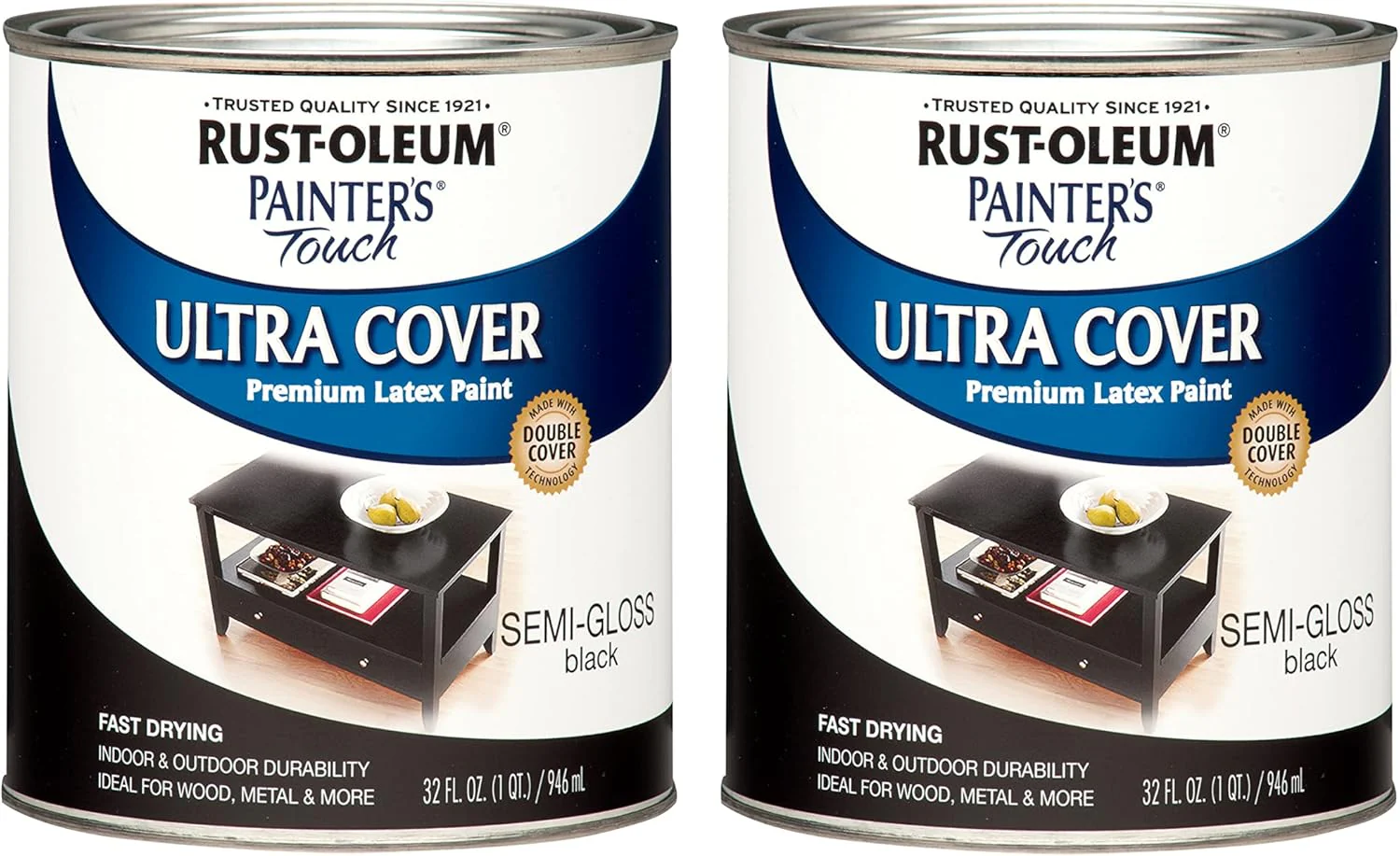 Rust-Oleum 1974502 Painter's Touch Latex Paint, Semi-Gloss Black, 32 Fl Oz (Pack of 2) - Image 2