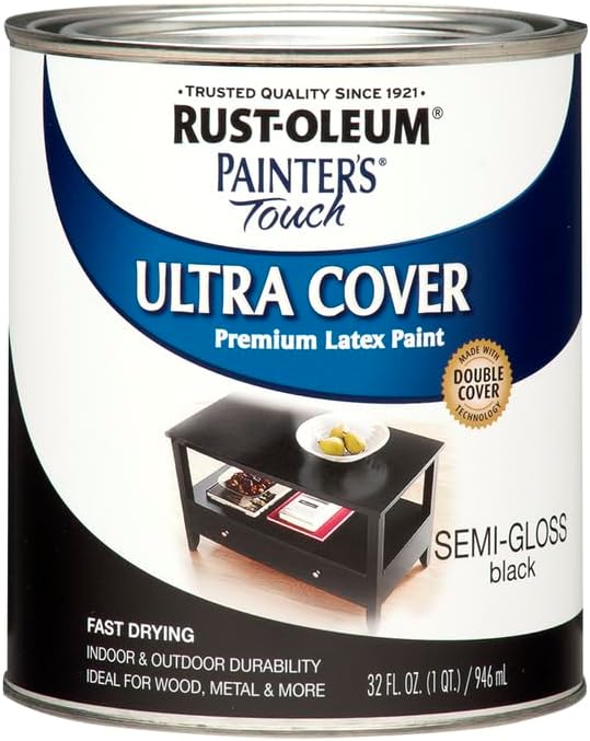 Rust-Oleum 1974502 Painter's Touch Latex Paint, Semi-Gloss Black, 32 Fl Oz (Pack of 2) - Image 5