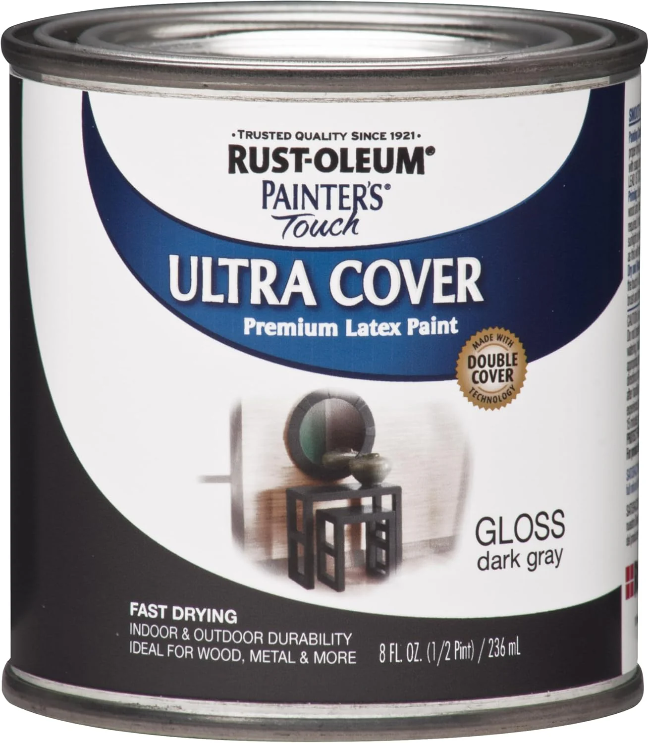 Rust-Oleum 1986730 Painter's Touch Ultra-Cover Multi-Purpose Enamel Paint, 8 Fl Oz, Gloss Dark Gray (Pack of 1) - Image 2