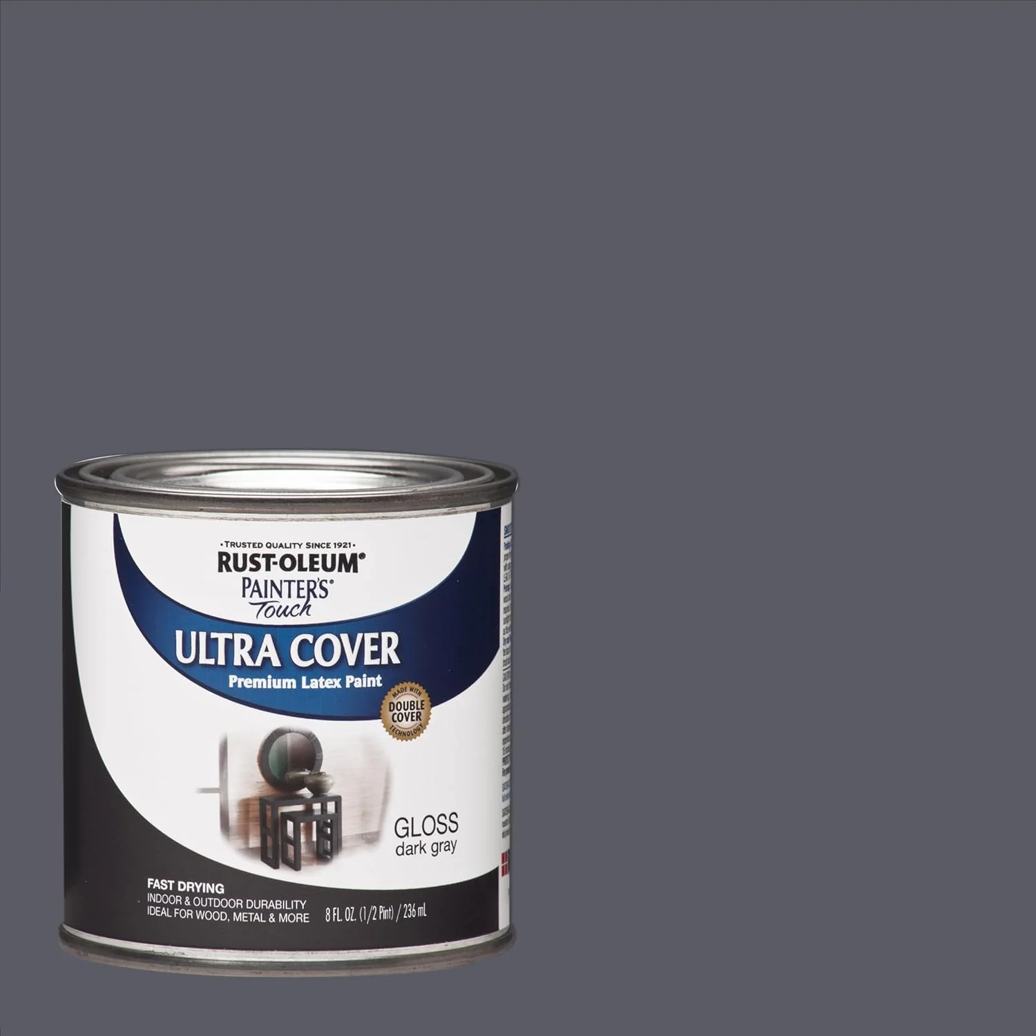 Rust-Oleum 1986730 Painter's Touch Ultra-Cover Multi-Purpose Enamel Paint, 8 Fl Oz, Gloss Dark Gray (Pack of 1) - Image 3