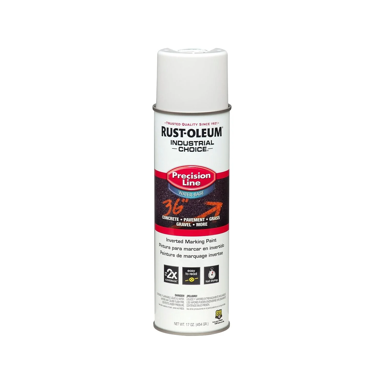 Rust-Oleum 203039 Industrial Choice Inverted Water-Based Marking Spray Paint, 17 Oz, White (Pack of 12)