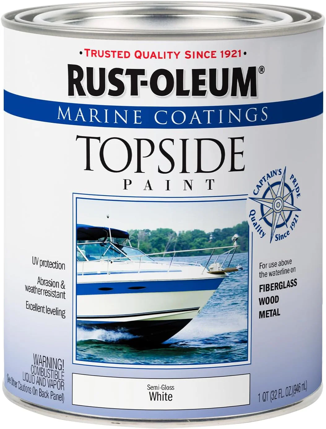 Rust-Oleum 207000 Marine Coatings Topside Enamel Paint, Quart, Semi-Gloss White 32 Fl Oz (Pack of 1) - Image 3