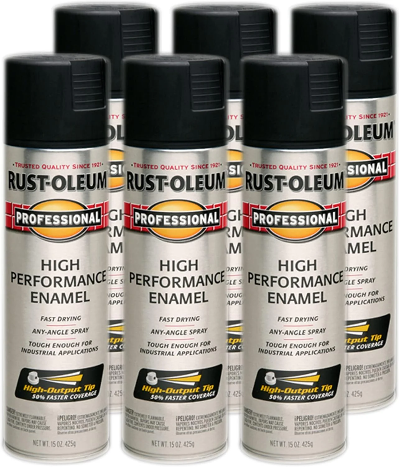 Rust-Oleum 239107 Professional High Performance Enamel Spray Paint, 15 Oz, Semi-Gloss Black (Pack of 6) - Image 2