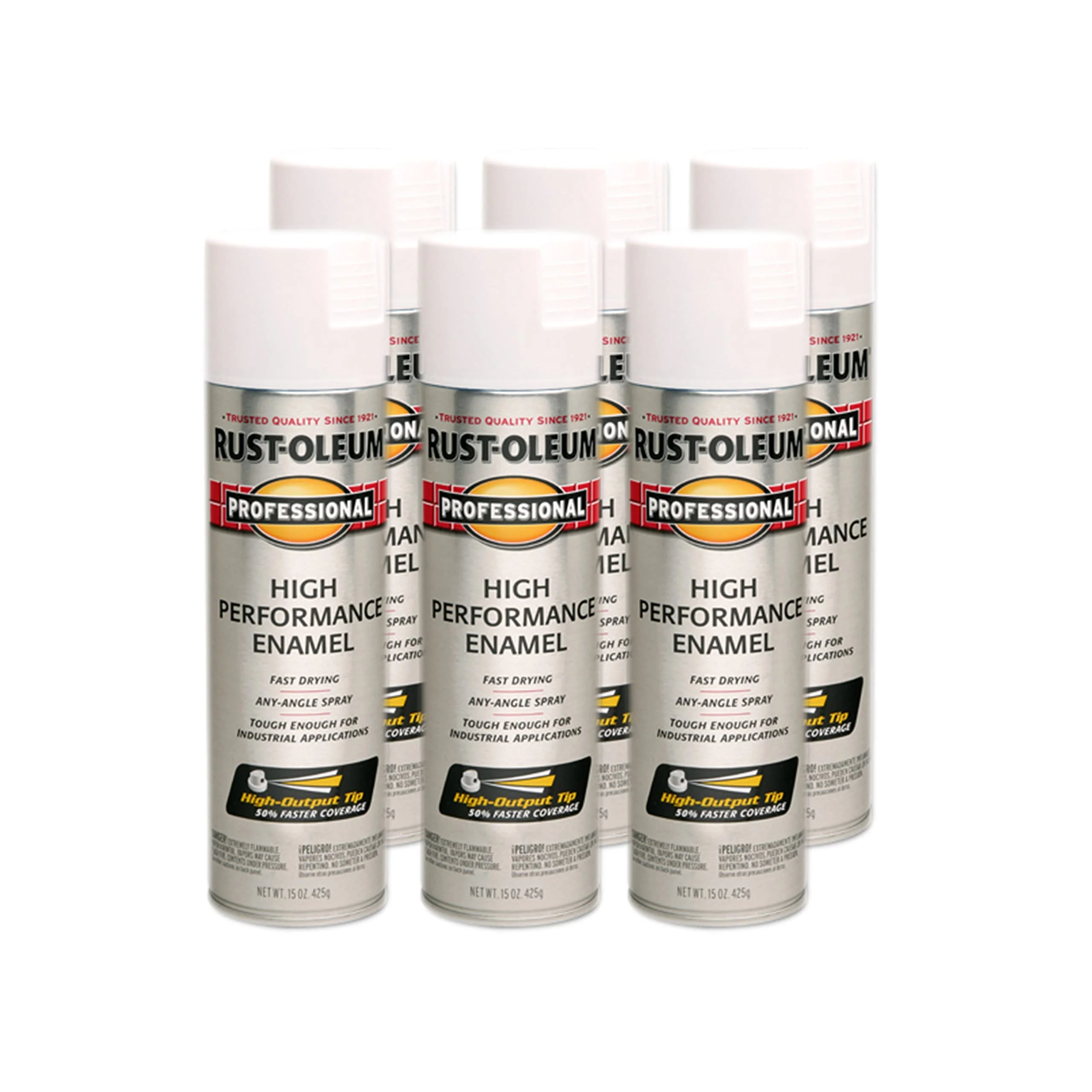 Rust-Oleum 239108 Professional High Performance Enamel Spray Paint, 15 Oz, Semi-Gloss White (Pack of 6)