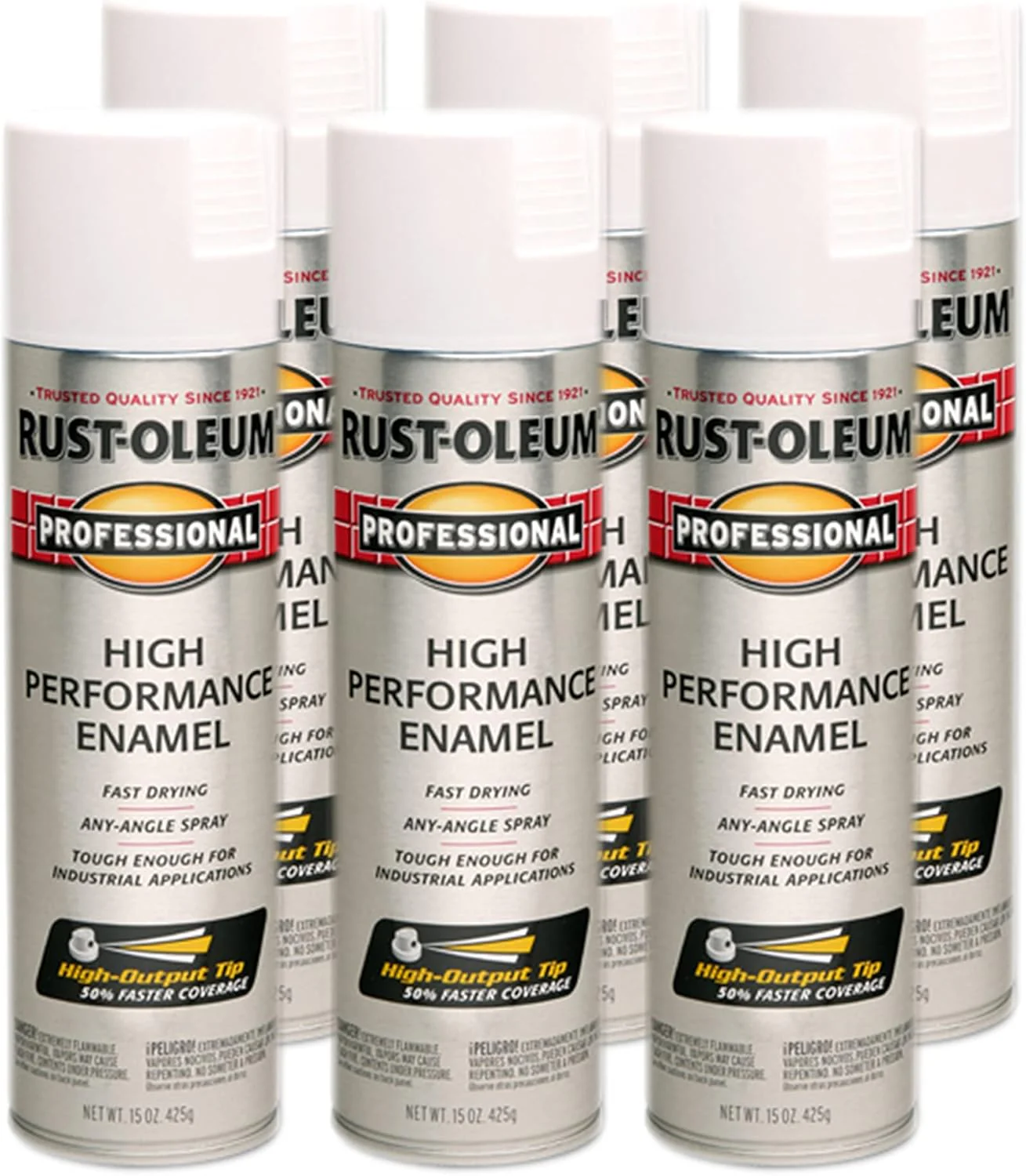 Rust-Oleum 239108 Professional High Performance Enamel Spray Paint, 15 Oz, Semi-Gloss White (Pack of 6) - Image 2