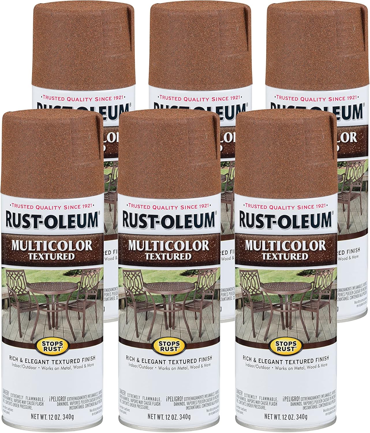 Rust-Oleum 239122 Stops Rust Multi-Color Textured Spray Paint, 12 oz, Rustic Umber (Pack of 6) - Image 2