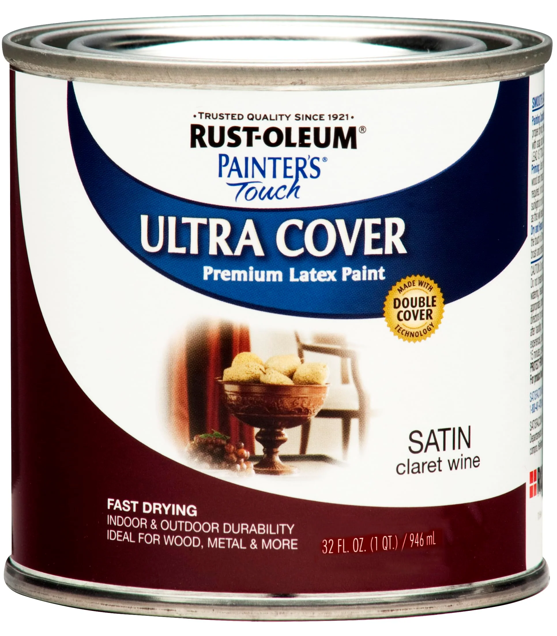 Rust-Oleum 240286 Painter's Touch Latex Paint, Satin Claret Wine, 1 Quart (Pack of 1)