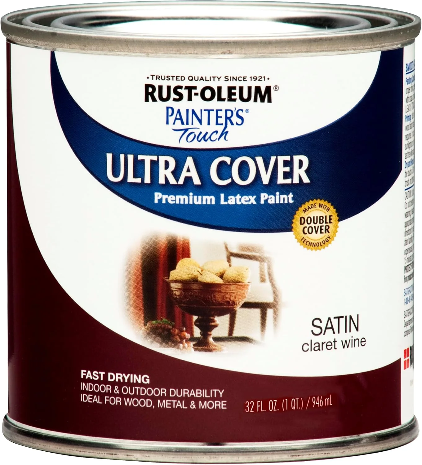 Rust-Oleum 240286 Painter's Touch Latex Paint, Satin Claret Wine, 1 Quart (Pack of 1) - Image 2