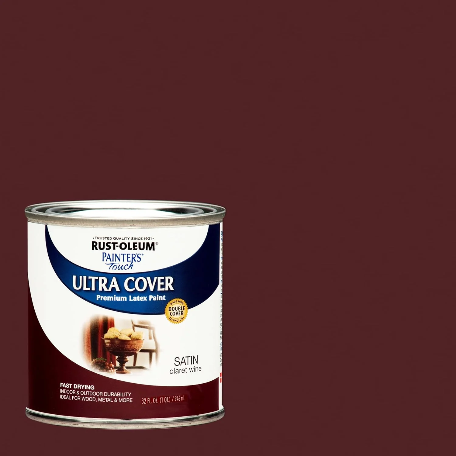 Rust-Oleum 240286 Painter's Touch Latex Paint, Satin Claret Wine, 1 Quart (Pack of 1) - Image 3