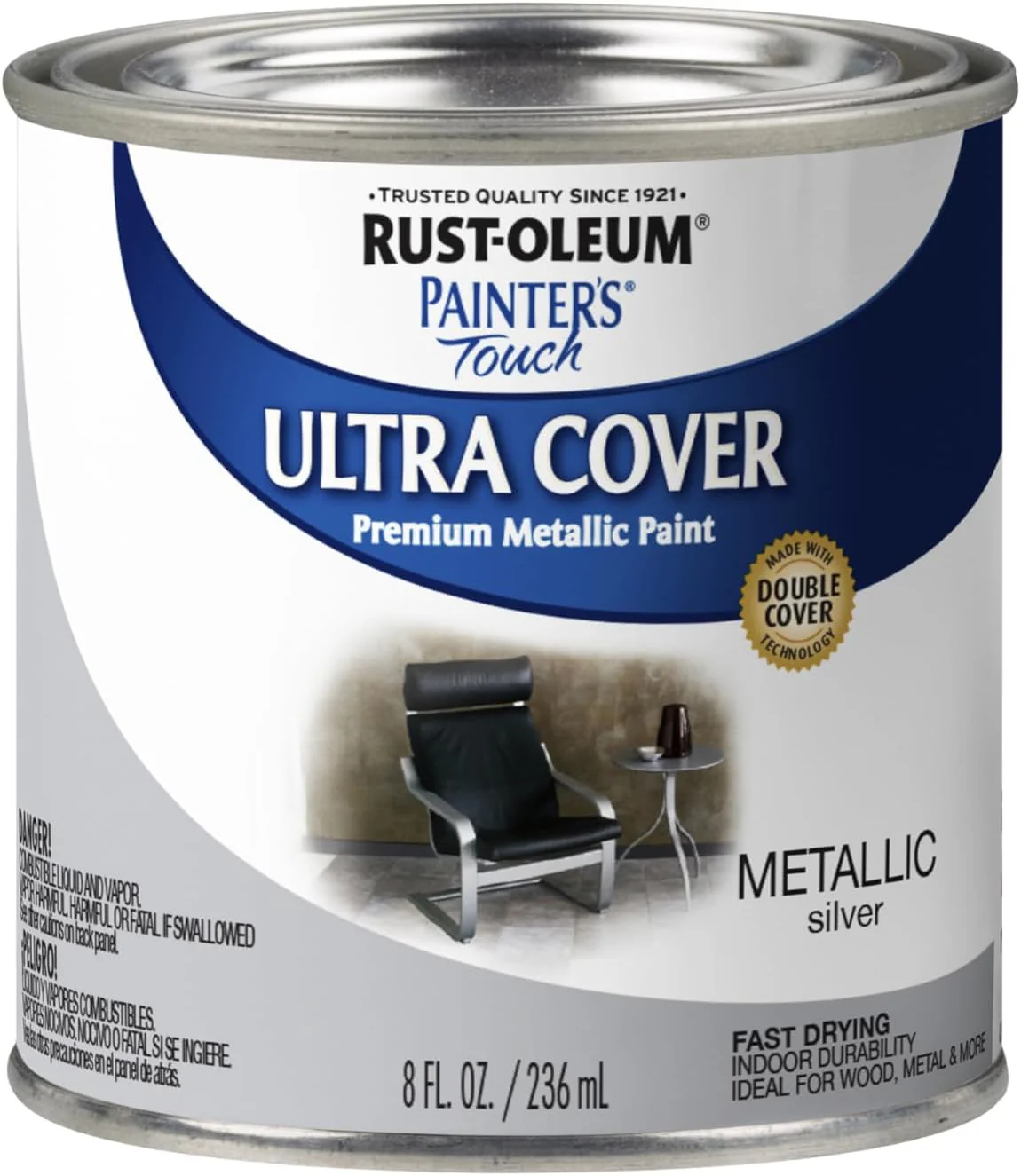 Rust-Oleum 240288 Painter's Touch Brush Interior Paint, 8 Fl Oz, Metallic Silver (Pack of 1) - Image 2