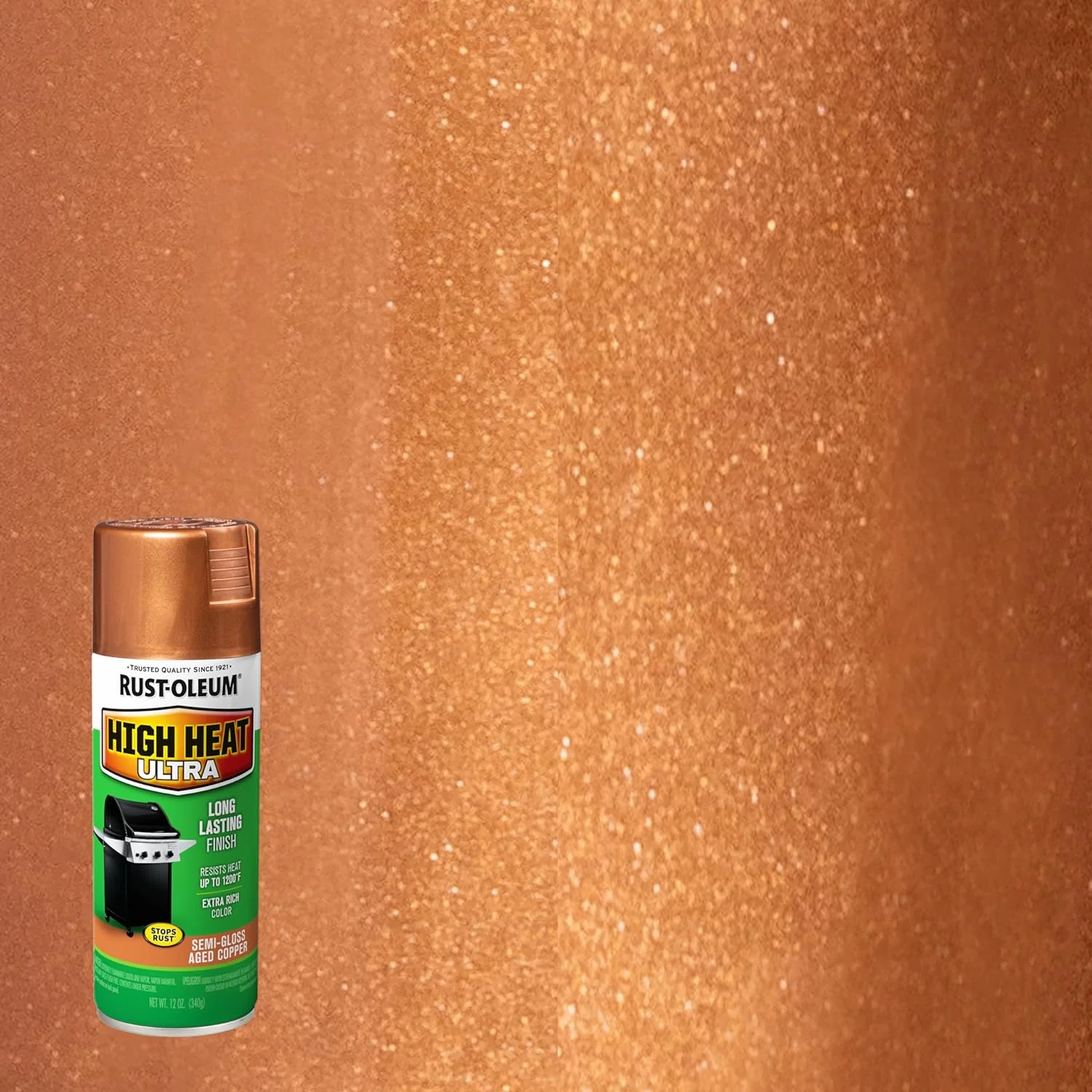 Rust-Oleum 241232 High Heat Ultra Spray Paint, 12 oz, Aged Copper (Pack of 6) - Image 4