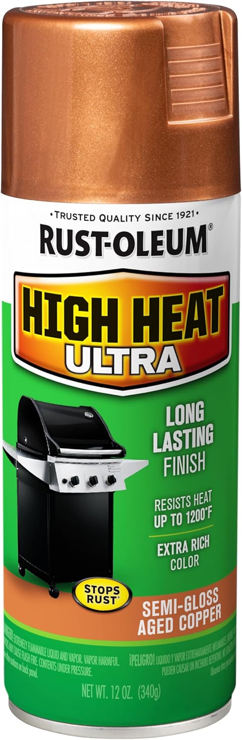 Rust-Oleum 241232 High Heat Ultra Spray Paint, 12 oz, Aged Copper (Pack of 6) - Image 5