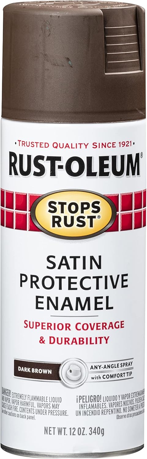 Rust-Oleum 6PK Stops Rust Spray Paint, 12 Oz, Satin Dark Brown, 6 Pack - Image 2
