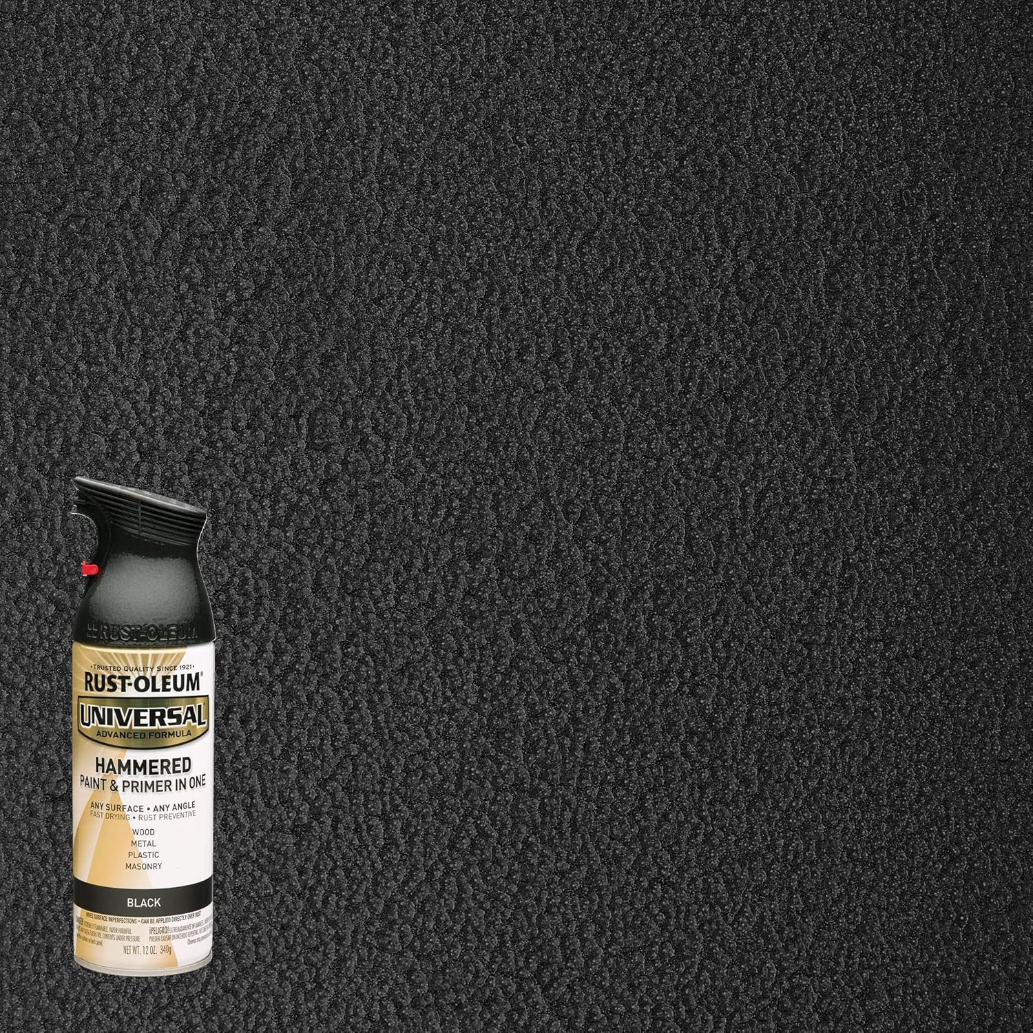 Rust-Oleum 245217 Universal All Surface Hammered Spray Paint, 12 oz, Black (Pack of 6) - Image 3