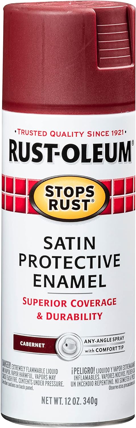 Rust-Oleum 248635 Stops Rust Spray Paint, 12 oz, Satin Cabernet (Pack of 1) - Image 2