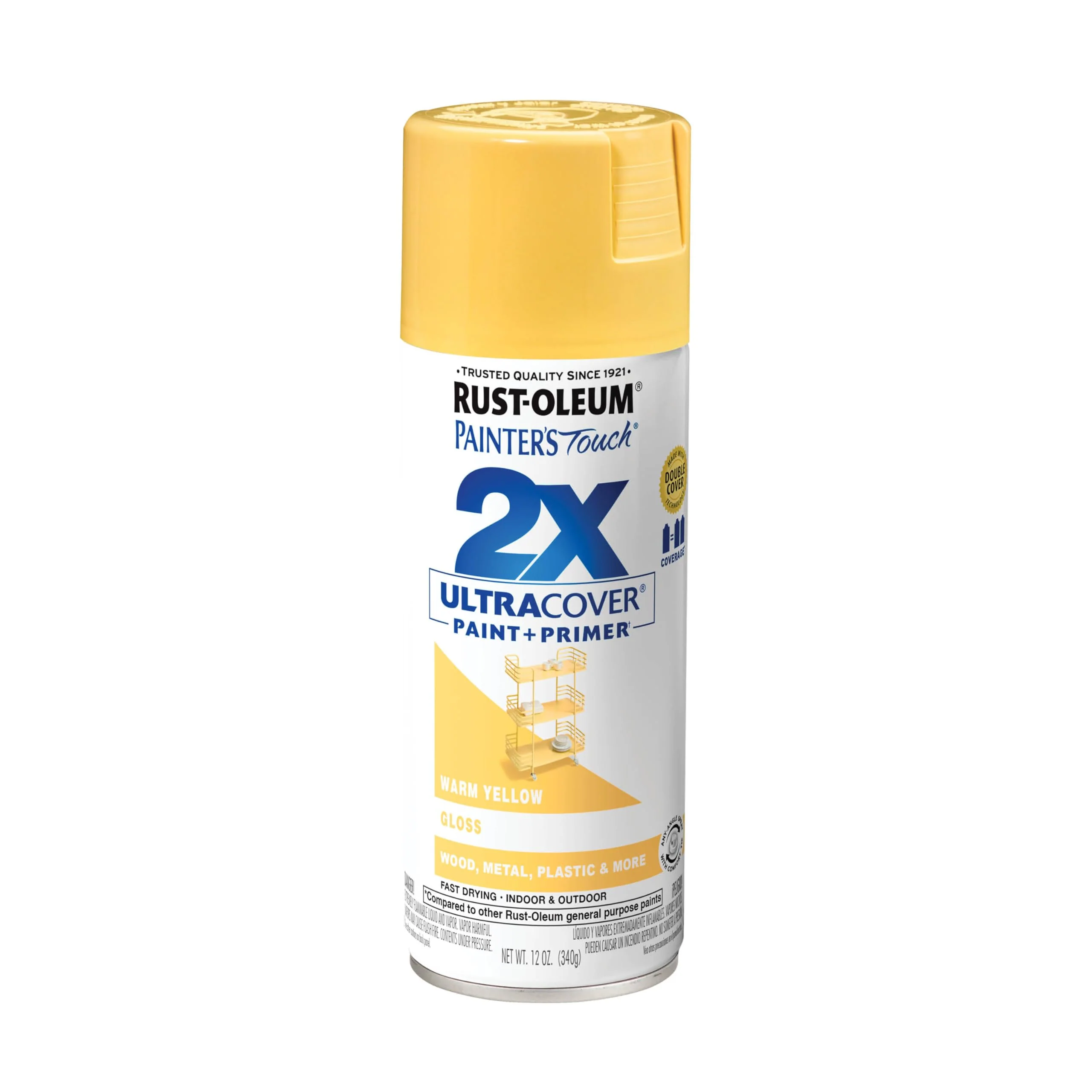 Rust-Oleum 249091 Painter's Touch 2X Ultra Cover Spray Paint, 12 oz, Gloss Warm Yellow (Pack of 1)