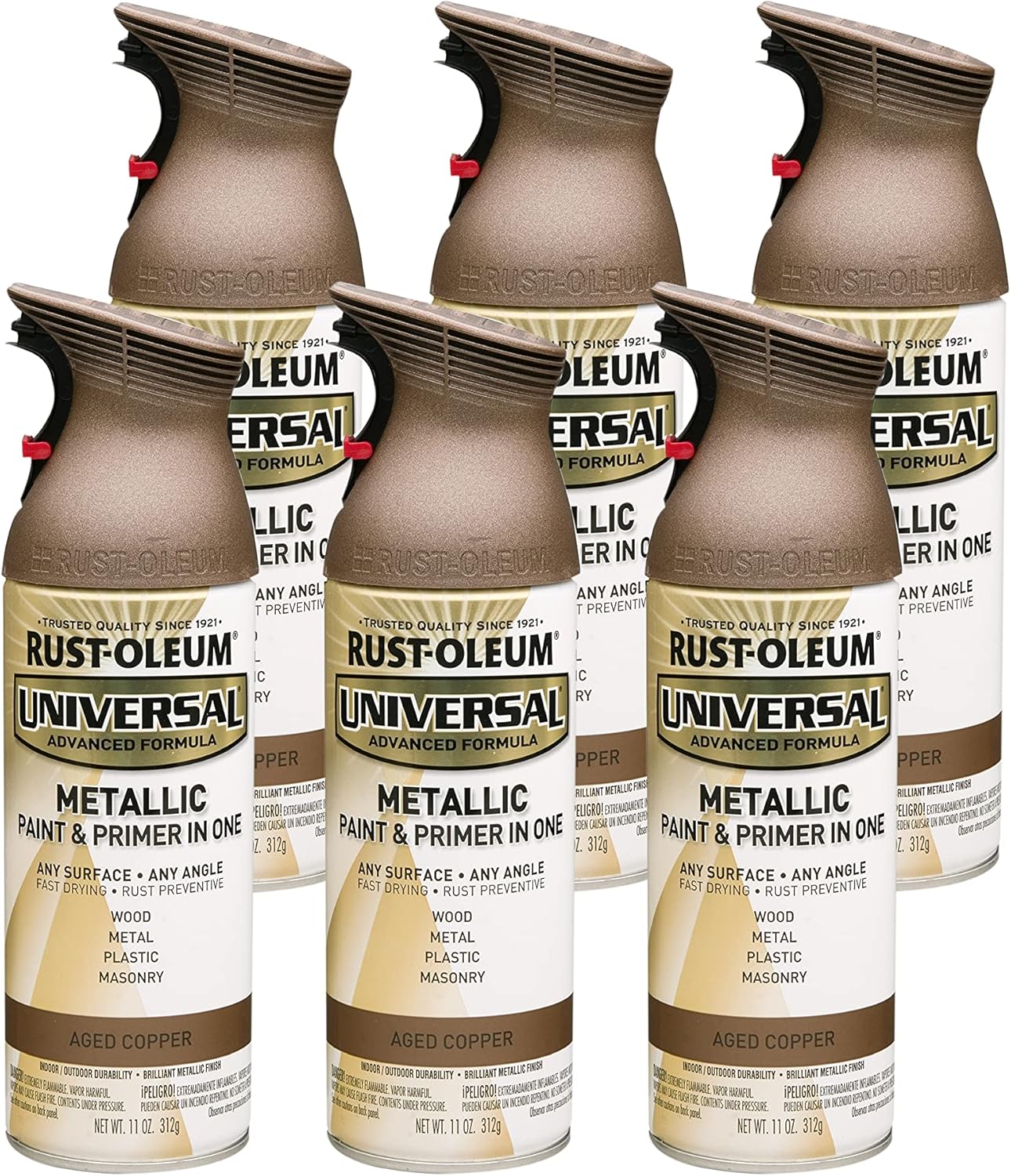 Rust-Oleum 249132 Universal All Surface Metallic Spray Paint, 11 oz, Aged Copper (Pack of 6) - Image 2