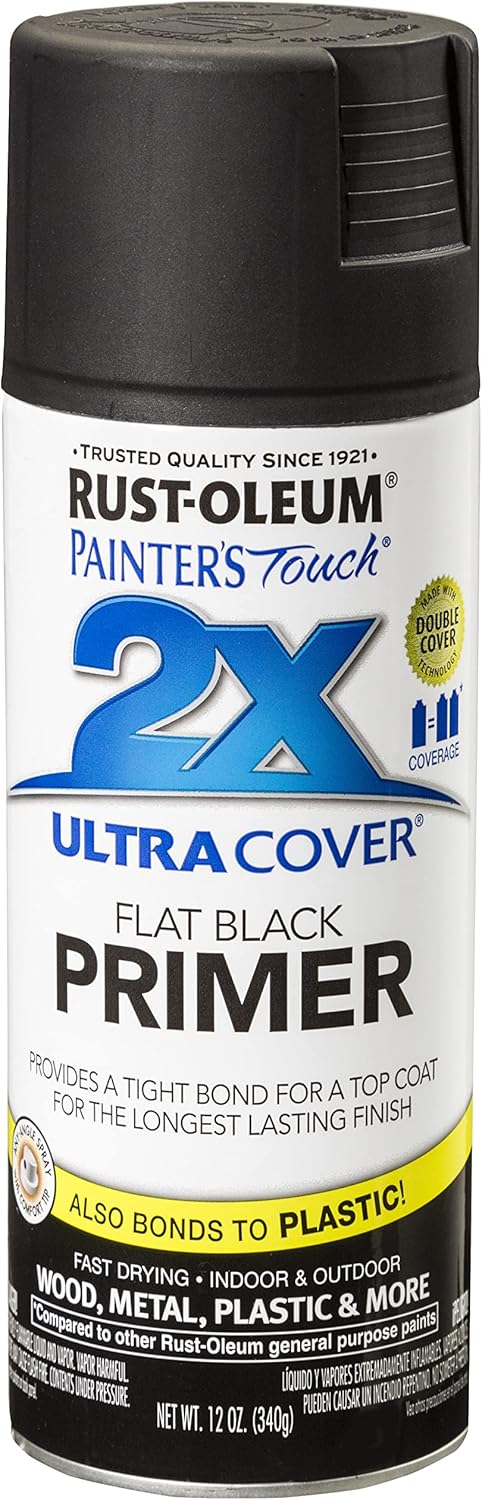 Rust-Oleum 249846 Painter's Touch 2X Ultra Cover, 12 Oz, Flat Black Primer (Pack of 1) - Image 2