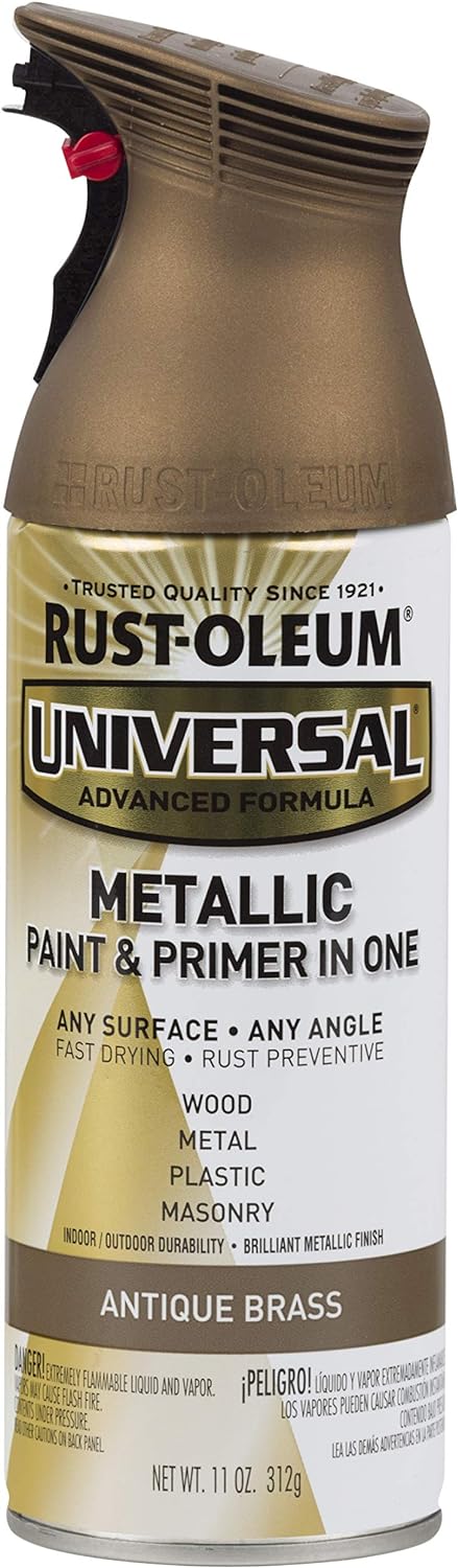 Rust-Oleum 260728 Universal All Surface Metallic Spray Paint, 11 oz, Antique Brass (Pack of 1) - Image 5