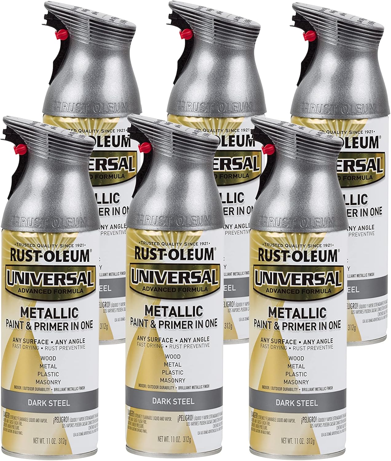 Rust-Oleum 262662 Universal All Surface Metallic Spray Paint, 11 oz, Dark Steel (Pack of 6) - Image 2