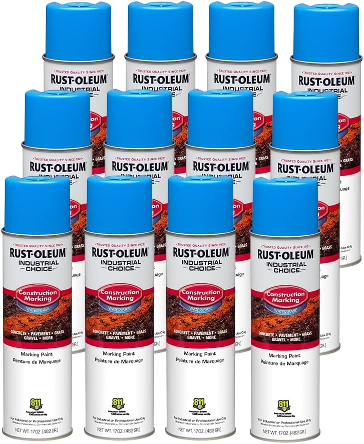 Rust-Oleum 264694 Industrial Choice M1400 System Water-Based Construction Marking Paint, 17 oz, Caution Blue (Pack of 12) - Image 2