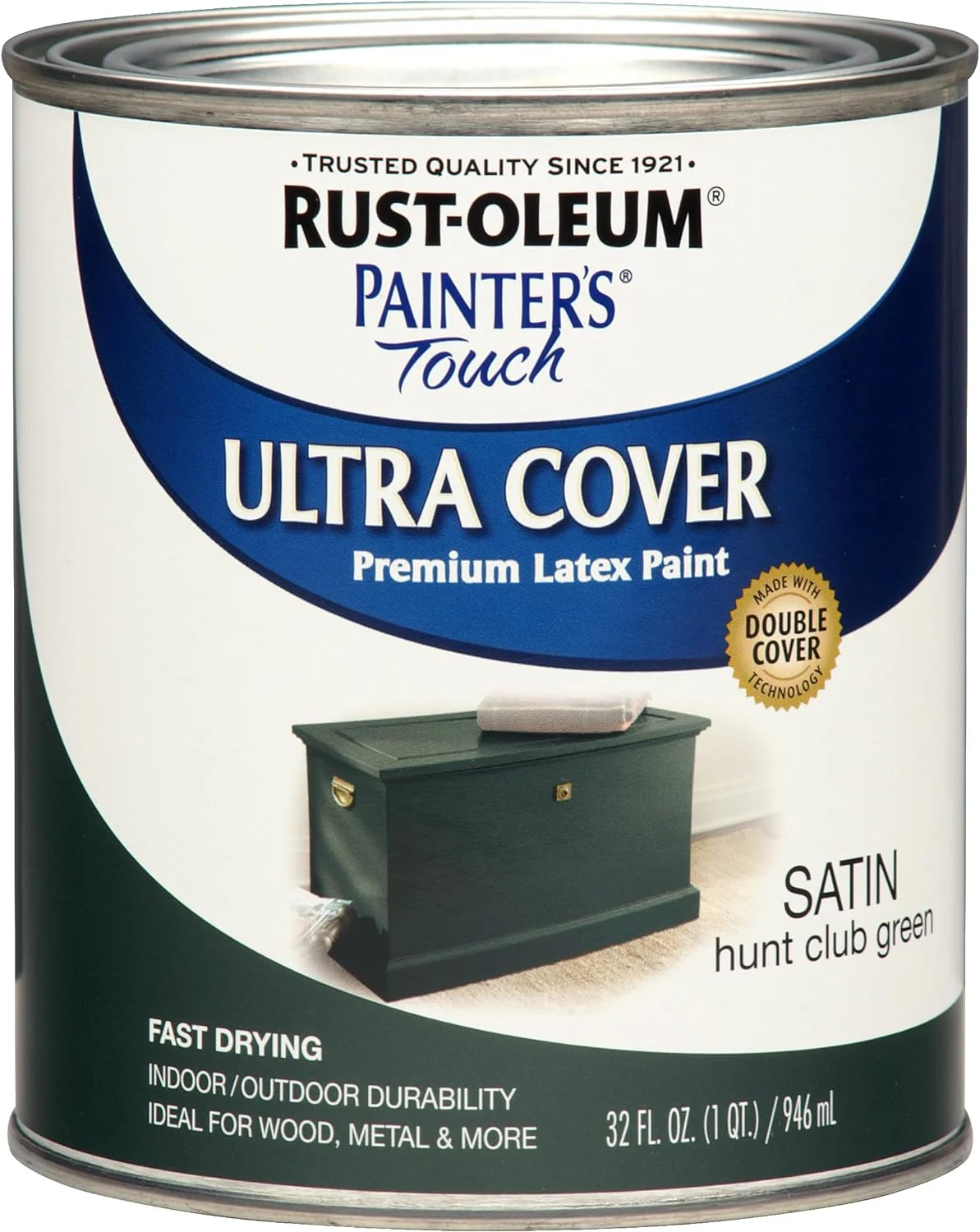 Rust-Oleum 267334 Painter's Touch Latex Paint, Quart, Satin Hunt Club Green (Pack of 1) - Image 2