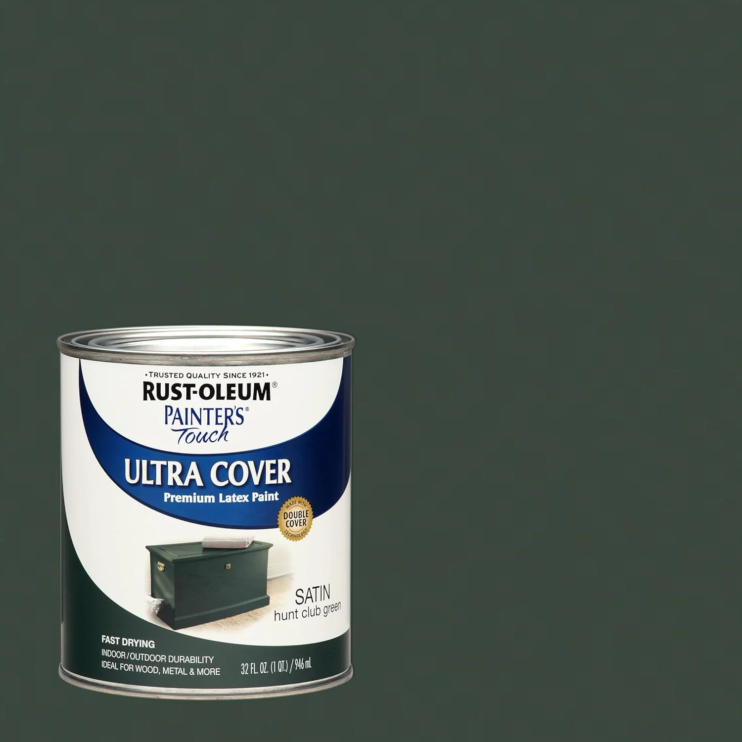 Rust-Oleum 267334 Painter's Touch Latex Paint, Quart, Satin Hunt Club Green (Pack of 1) - Image 3