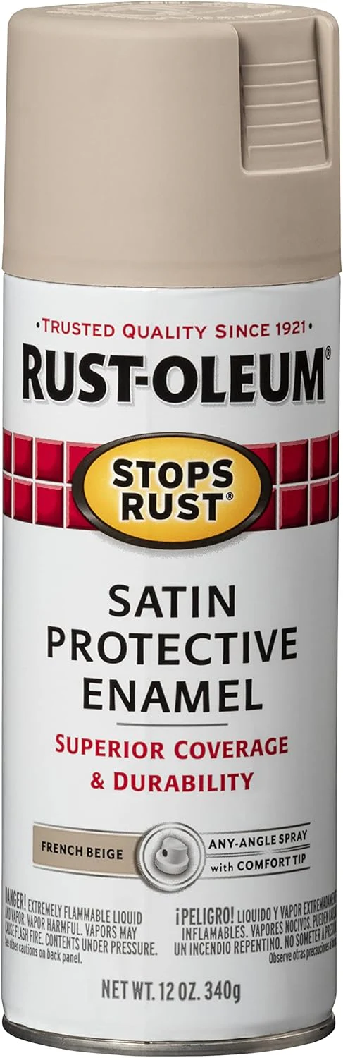 Rust-Oleum 6PK Stops Rust Spray Paint, 12 Oz, Satin French Beige, 6 Pack - Image 2