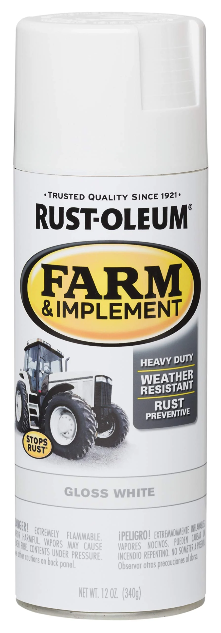 Rust-Oleum 280132 Farm & Implement Spray Paint, 12 oz, Gloss White (Pack of 1)