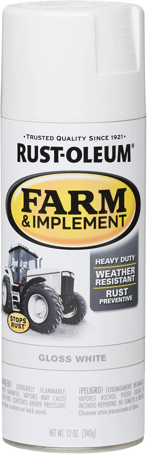Rust-Oleum 280132 Farm & Implement Spray Paint, 12 oz, Gloss White (Pack of 1) - Image 2